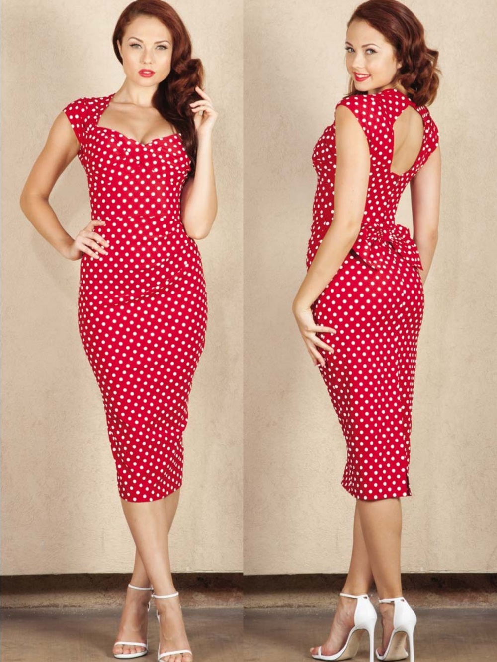Stop Staring Love 1950's Fitted Dress, Red/White, Size 14, NWOT